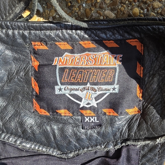 Vintage Interstate Leather Black Leather Motorcycle Biker Chaps Sz XXLARGE Flaws - Picture 10 of 13